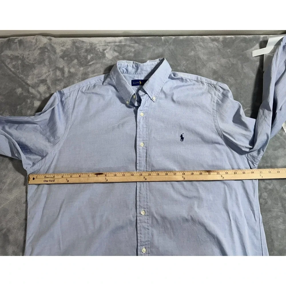 Polo Ralph Lauren Button Down Shirt Mens 2XL Blue Long Sleeve Cotton Preppy